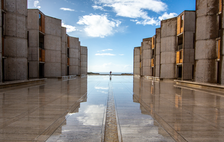 The courtyard of the Salk Institute