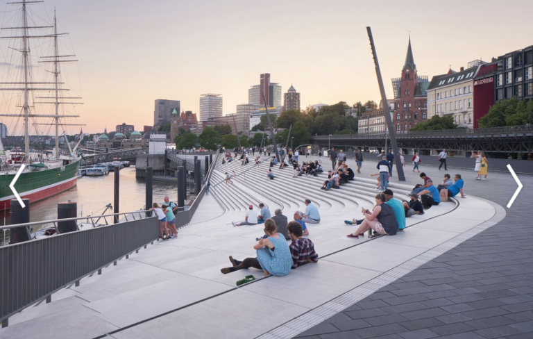 Niederhafen Flusspromenade in Hamburg von Zaha Hadid Architects; © Piet Nietmann