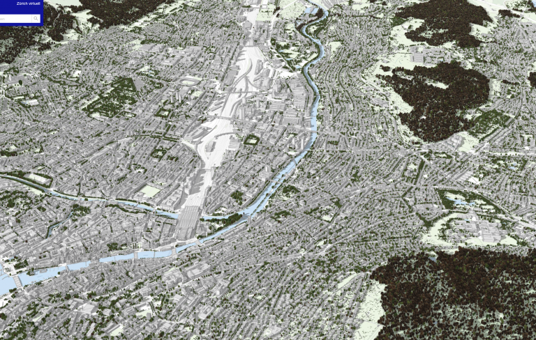 Zürich virtuell; Screenshot Web-App Stadt Zürich