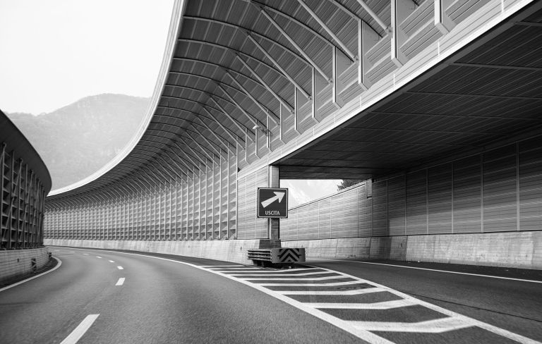 A2 Motorway Bisonne, noise protection, 2018. Picture JM Yersin